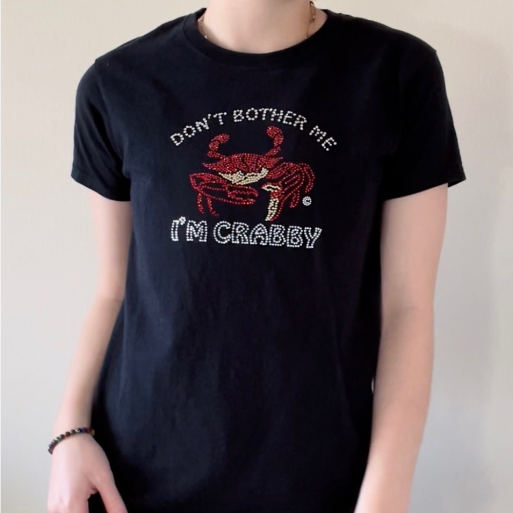 'Don't another Bother Me Im Crabby' bedazzled y2k t-shirt